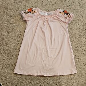 Floral Embroidered Pink Kids Dress